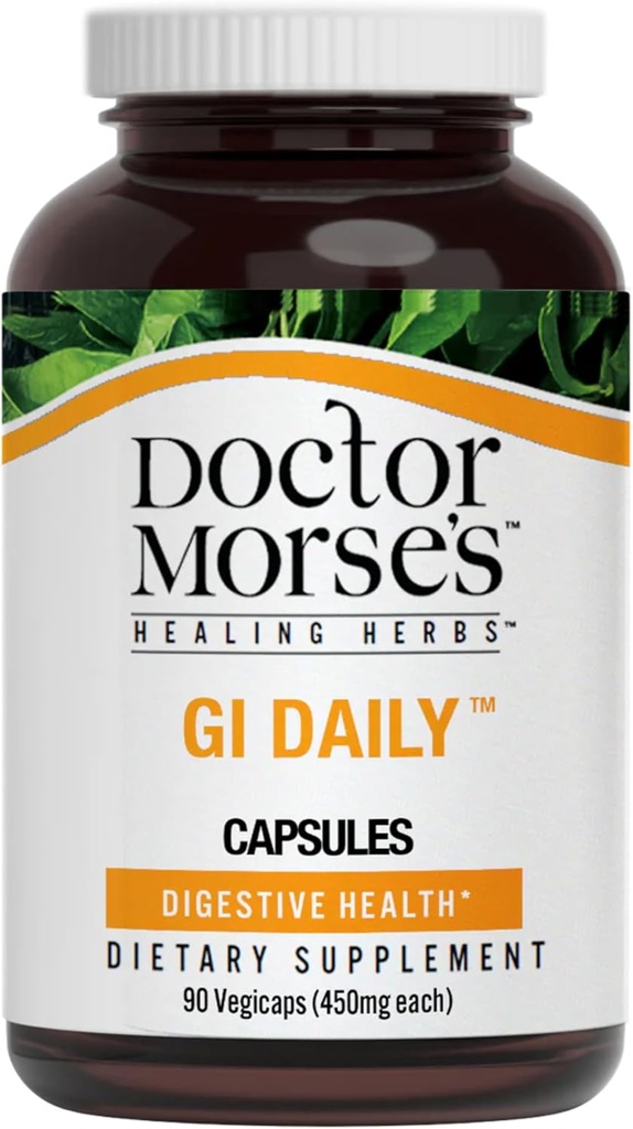 Doktor Morse GI Daily - Gut Cleanse - Tráviaca podpora - Intestinálne, Celková podpora Gut - Naturopath Formulated - Marshmallow Root, Slippery Elm Bark, Mullein Leaf - 90 Kapsule - 45 dní dodávky