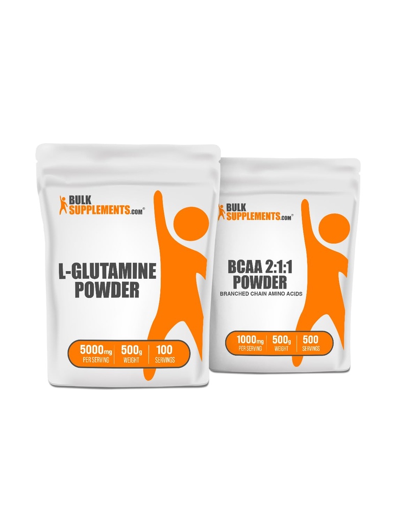 BulkDoplnky L-Glutamine 500g + BCAA 2:1:1 500g Bundle