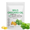 Olej Oregano Softgels - Wild Oregano Oil 6,000mg s čiernym semenným olejom 200mg Kapsule, 120 Počet, Potent Carvatrol & Thymochinón, Non-GMO, Mliečne bez, Gluten Free