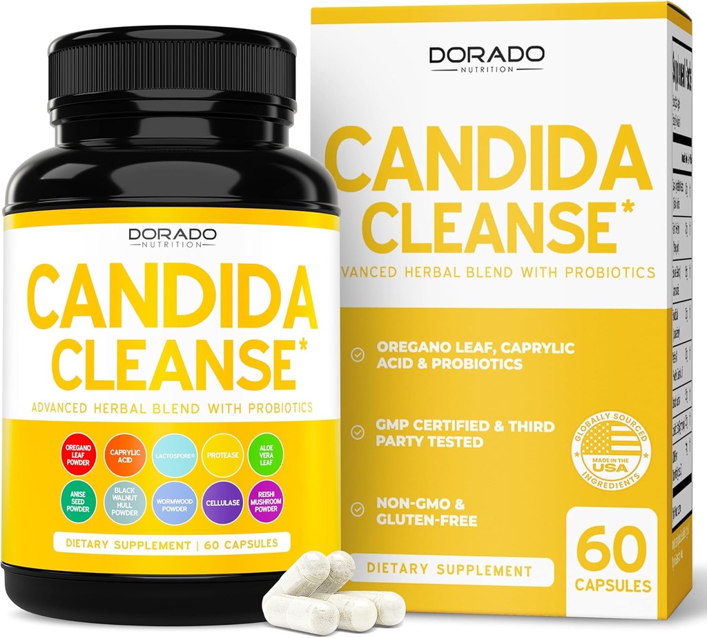 Candida Cleanse Detox (60 Počet) Advanced 11-in-1 Formula pre prerastanie liečba Candida Killer komplex pre mužov a ženy - Tretia strana testované - Made in USA