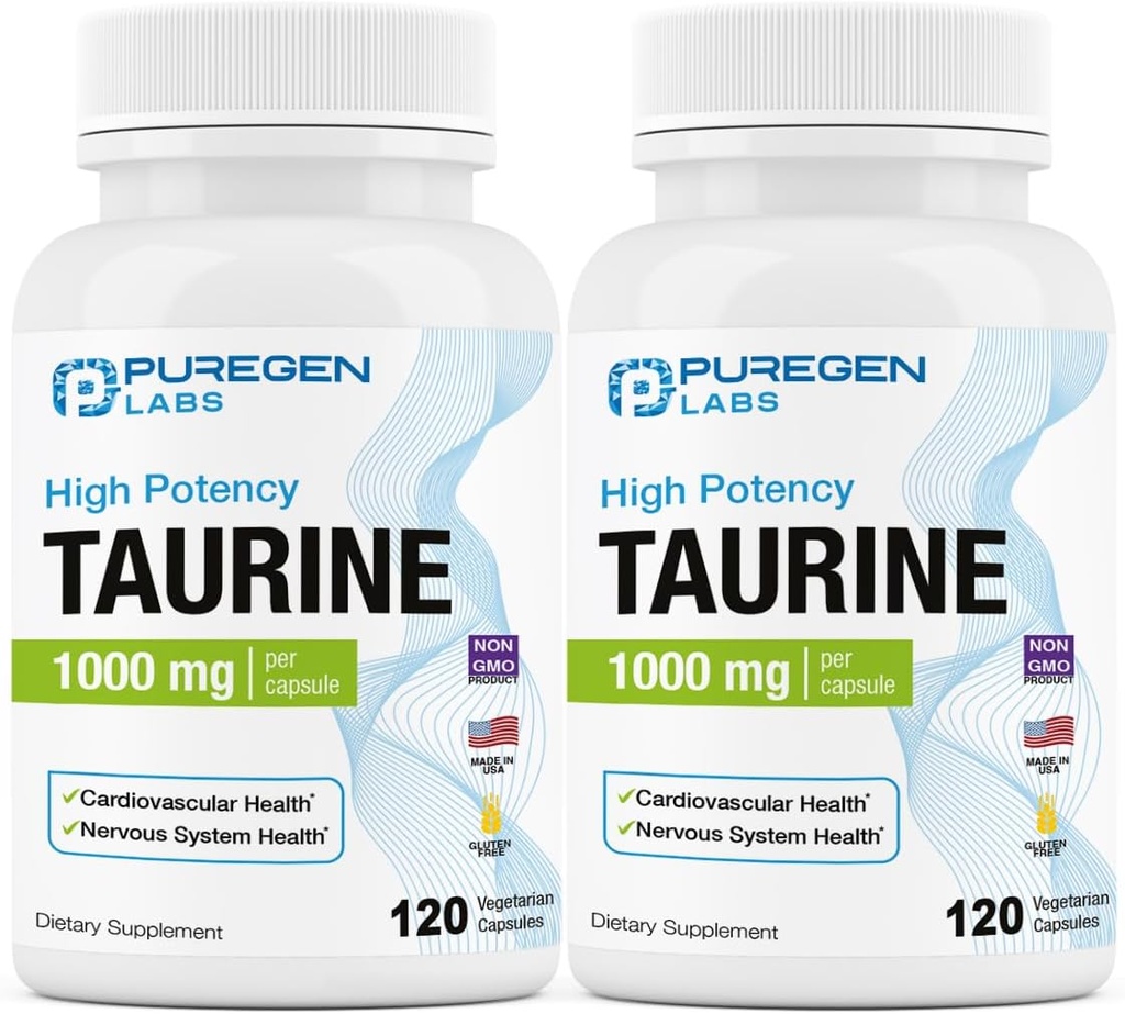 Puregen Labs Taurine 1000mg [High Potency] Celkom 240 Veg Kapsule 