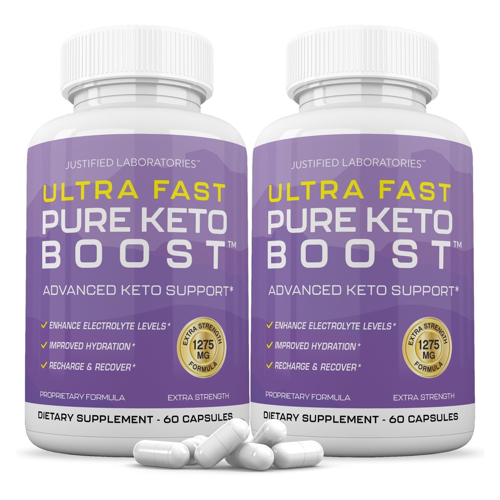 Justifiked Laboratories Ultra Fast Pure Keto Boost - 60 kapsúl, Balenie 2 - Ketogénnej podpory z Apple Cider Ocogar, Zelený čaj Leaf, vitamín C, vitamín D3 a extra panenský olivový olej - 60 porcií