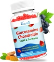 Vysoká biologická dostupnosť Glukozamín Chondroitín Gummy s Turmerica & MSM, Boswellia -Spoločná podpora - Kartilage Support, Flexibilita & Strength - 60 Gumies