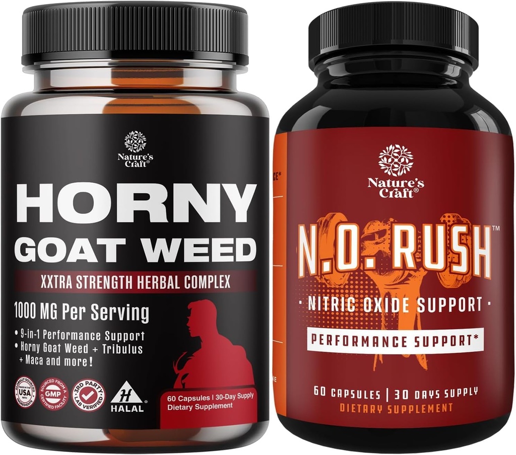 Bundle of Horny caps Weed Extract Complex a Energizing Nitric Oxide Supplement for Men - with Tribulus Saw Palmetto L Arginine and Tongkat Ali Extract - Nitric Oxide Pills for Men with Beet Root