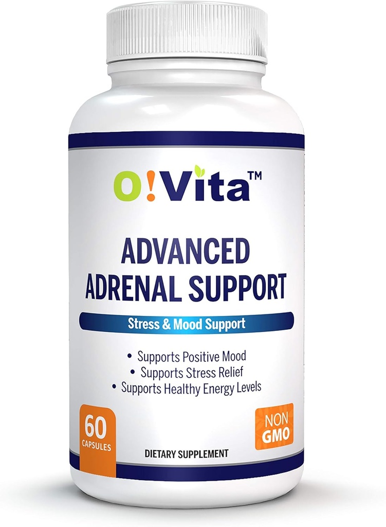 Advanced Adrenal Support with Ashwagandha, Panax Ginseng, Podporuje Adrenal Gland Health 2-Month Supply (60 non-GMO kapsule)