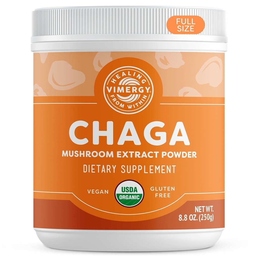 Vimergy USDA Organic Wild Chaga Mushrom Extract Powder, 166 Servírovanie 