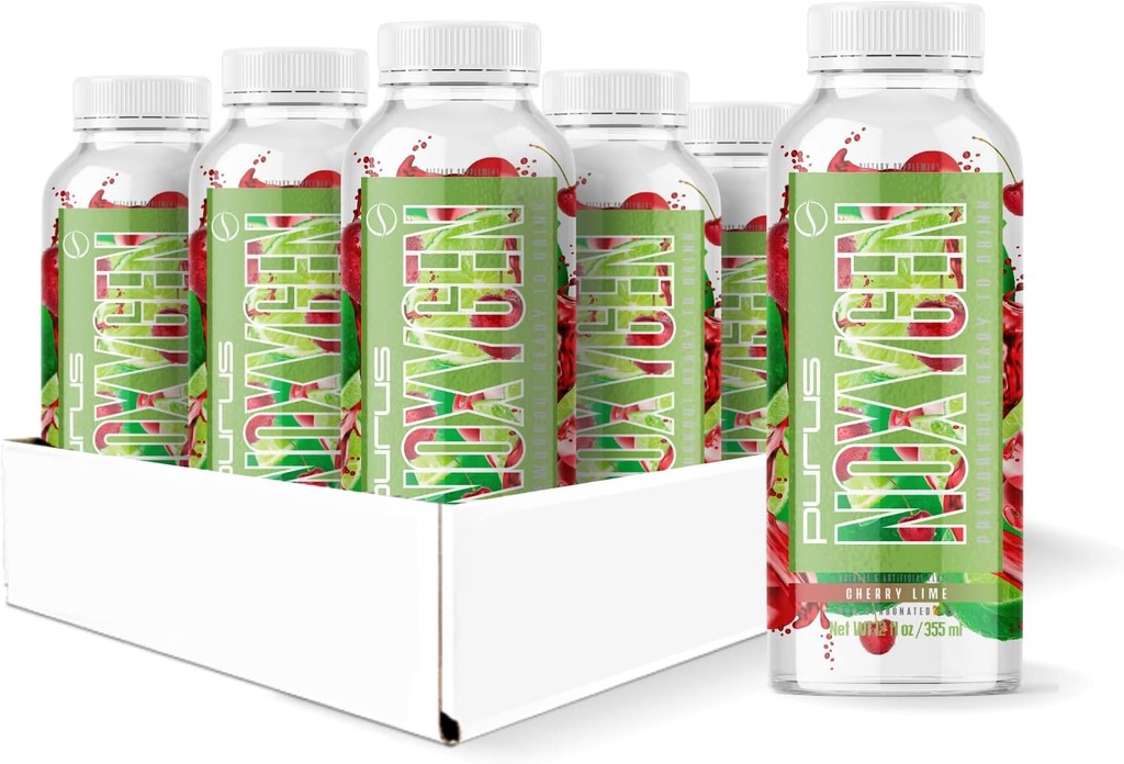 Purus Labs NOXygen Ready To Drink (RTD) Pre-Workout | Pump, Energy, & Performance | 0 Sugars | 200mg Caffeine | Pack of 12 (Cherry Lime)