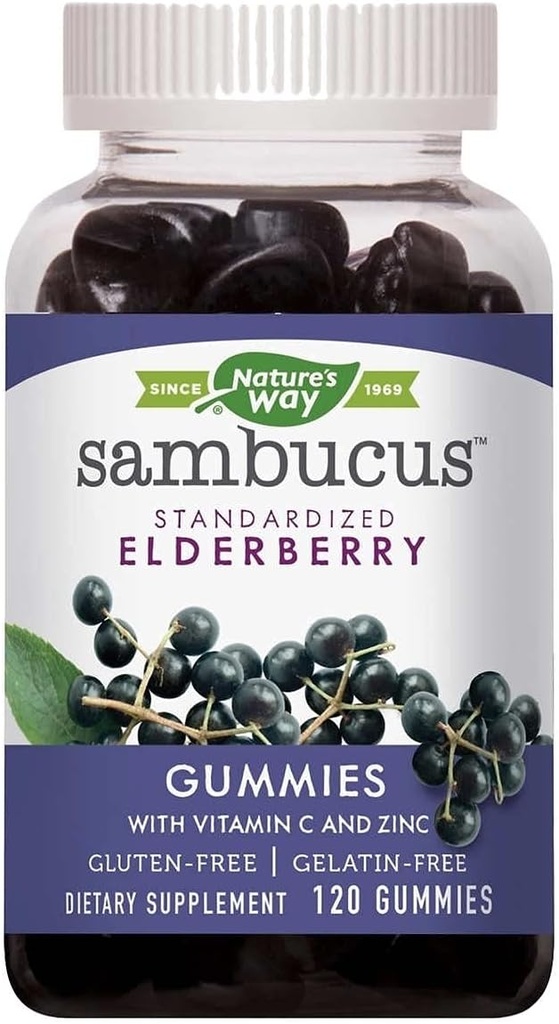 Nature's Way Sambucus Elderberry s vitamínom C a zinkom, 120 Gummies
