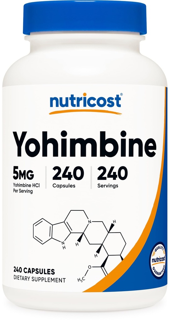 Nutricost Yohimbine HCl 5mg, 240 Kapsule Extra sila - Gluten Free, Non-GMO