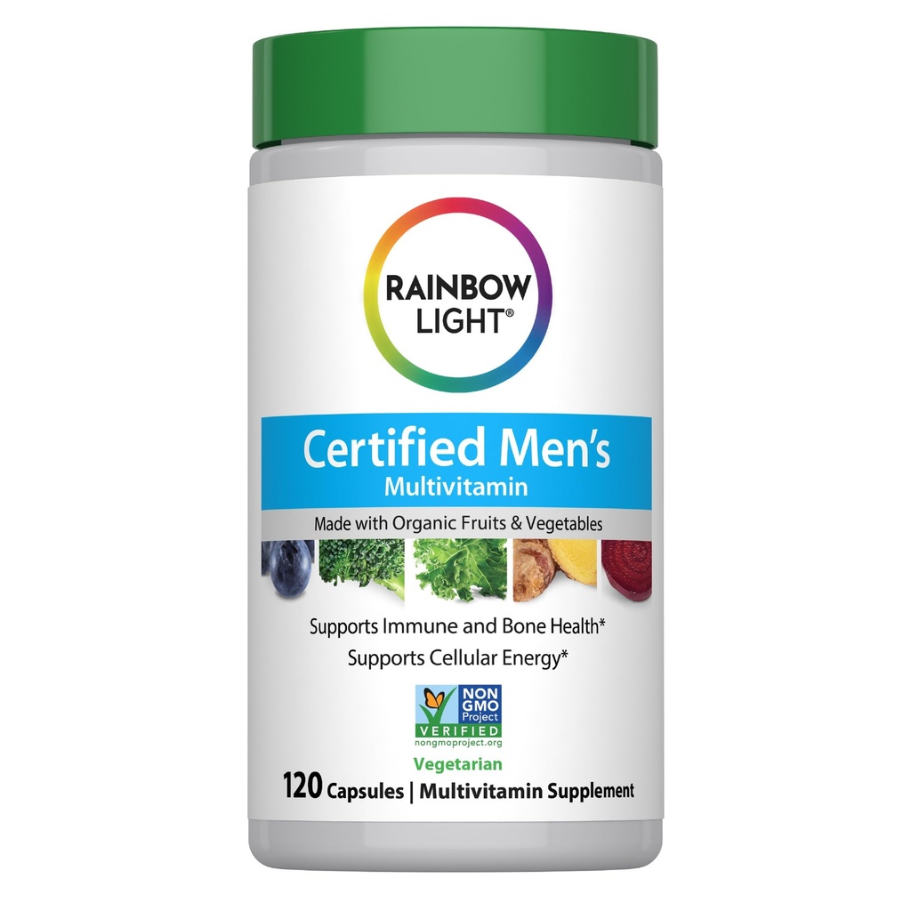 Rainbow Light Multivitamín pre mužov, vitamín C, D a zinok, probiotiká, pánske multivitamíny poskytujú vysokú potenciu imunitné, srdce, a podpora pečene, non-GMO, Vegetarián, 120 tabliet