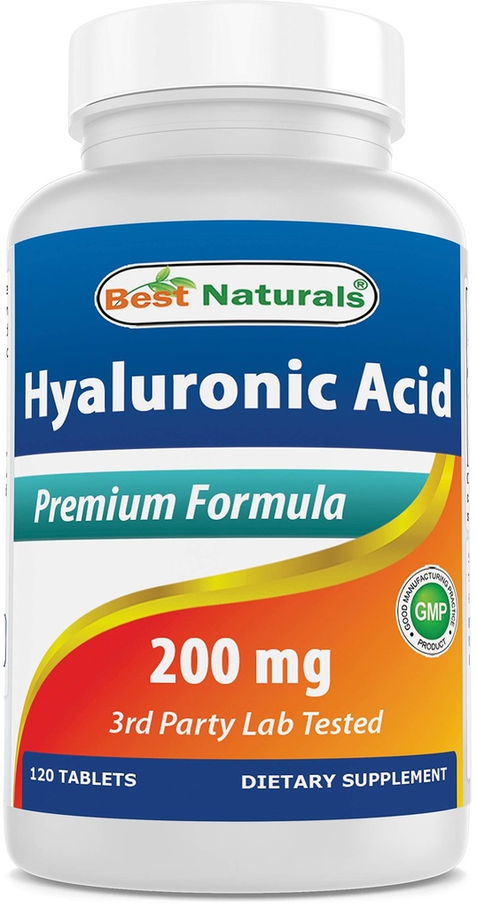 Najlepšie Naturals Hyaluronic Acid 200 mg 120 tabliet (non-GMO, Gluten Free) - Podporuje mladú zdravú pokožku a zdravé spoločné funkcie (120 Počet (Stock of 1))