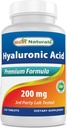Najlepšie Naturals Hyaluronic Acid 200 mg 120 tabliet (non-GMO, Gluten Free) - Podporuje mladú zdravú pokožku a zdravé spoločné funkcie (120 Počet (Stock of 1))
