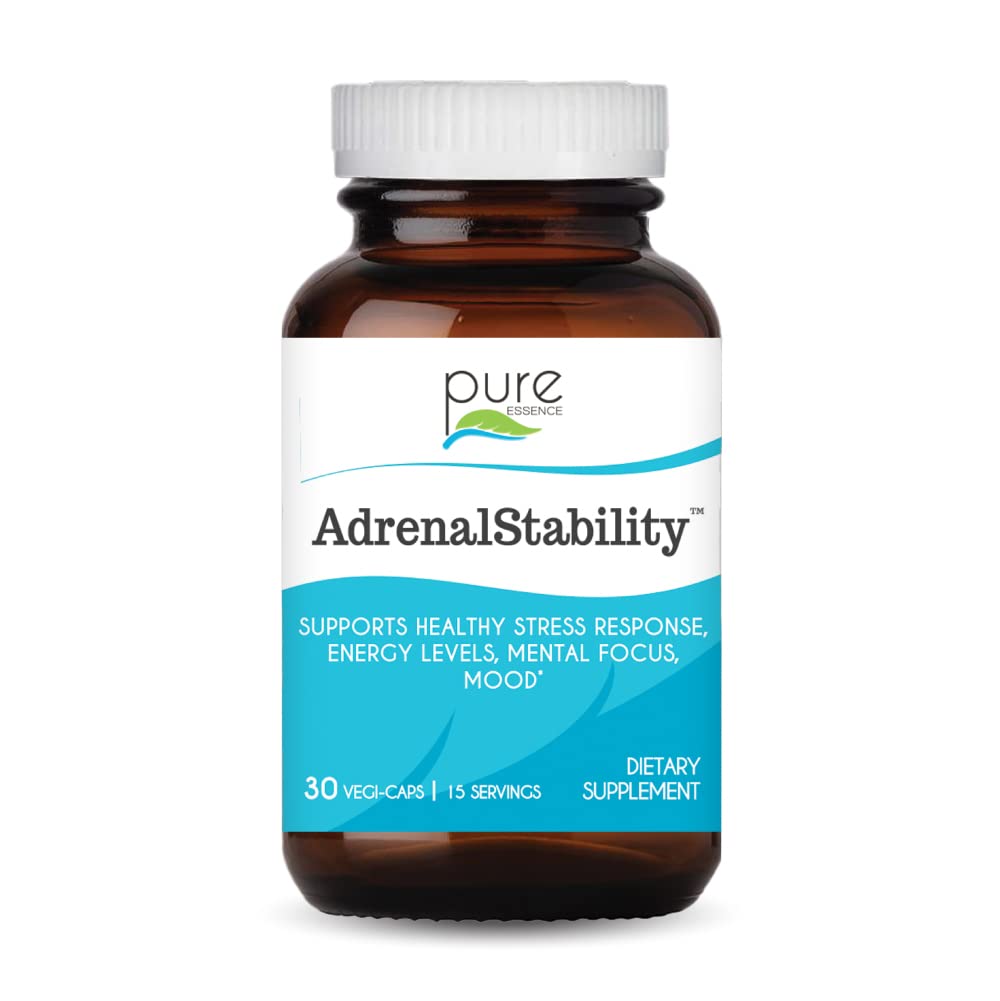 Adrenálna stabilita podľa čistej esencie - adrenálna únava doplnok s Ashwagandha, svätá bazalka, podporuje zdravý stres reakcia, energia, spánok (30 Caps)