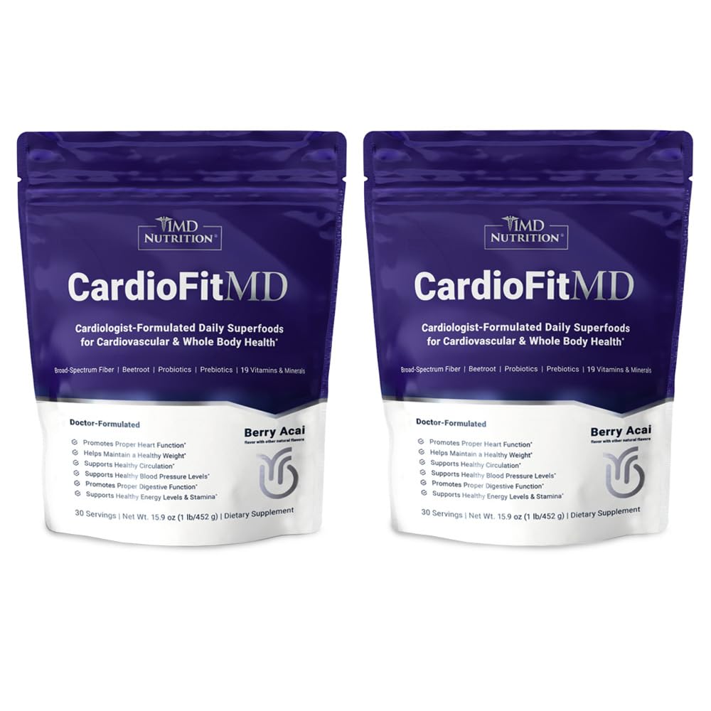 1MD Nutrition CardioFitMD - Vegan Repets Superfood Keto- Heart Health Powder - Nitric Oxide Supplement - Repa Root Powder for Healthy Krvný tlak & Circulation - High Fiber Drink - 30 dní (2-Pack)