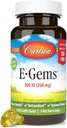 Carlson - E-Gems 400 IU (268 mg), prírodný zdroj vitamín E, optimálna wellness, 140 mäkkých gélov
