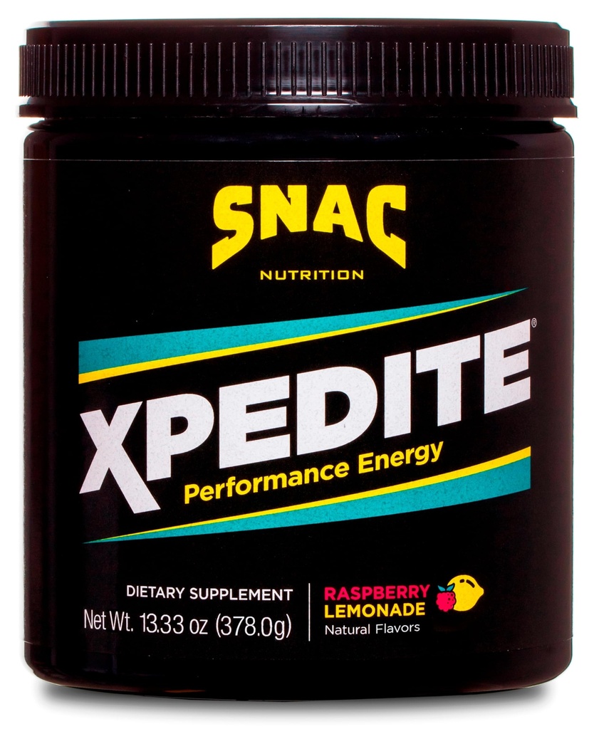 SNAC XPEDITE - Predworkout Performance Drink Supplement, Podporuje energiu a zaostrenie, Posilňovač oxidu dusnatého a Thermogenický, L-karnitín, Beta Alanín, Malinová citrónová prášok, (24 Servings)