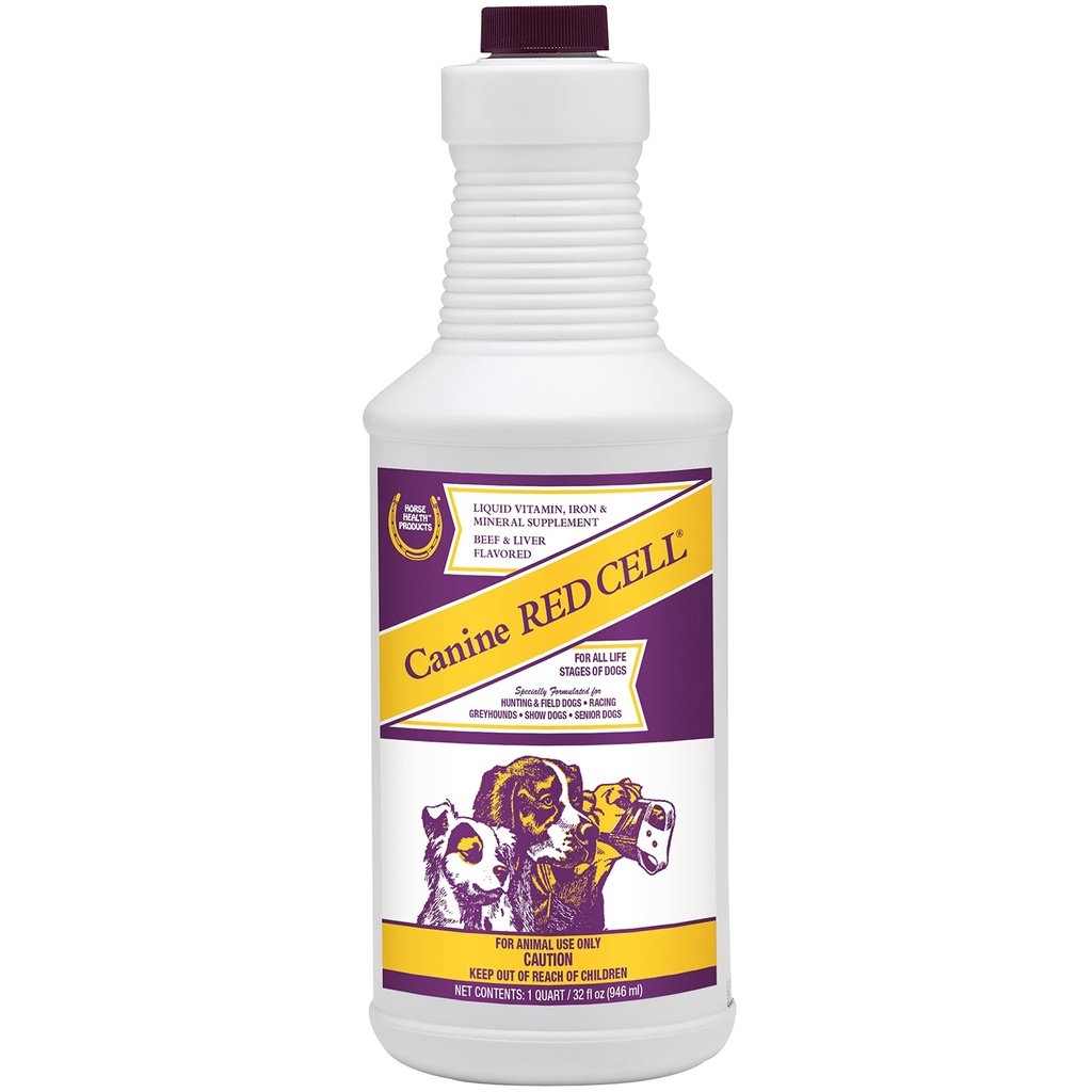Horse Health Canine Red Cell, Liquid Vitamín Iron-Mineral Supplement for Puppies, Active Senior and Tehotné psy, 1 Quart