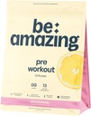 BE AMAZING Pre Cvičenie prášok, Vegan Supplement with 125mg Natural Caffeine, Ashwagandha and Adaptogens, Sugar Free Drink Mix for Men and Women, Gluten Free, Non GMO, Pink Lemonade, 30 Servings