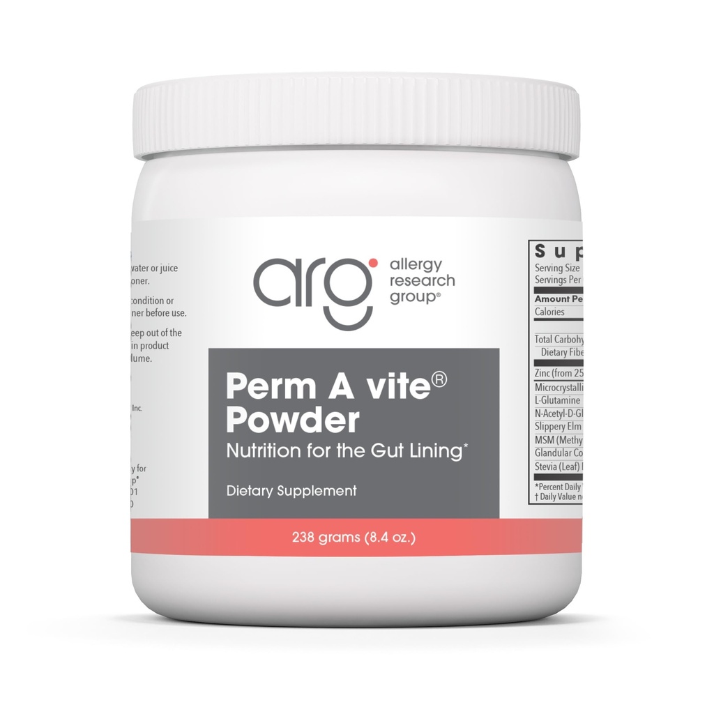 Alergy Research Group Perm A Vite Powder - Gut Health pre mužov a ženy, L-Glutamine, Slippery Elm - 8.4 Oz