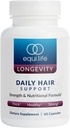 Equilife Daily Hair Support, Hair Supplement with Biotin, Ashwagandha, Zinok, Selenium, a Saw Palmetto, Vitamíny a minerály pre vlasy a Scalp Výživa, Gluten Free, 60 Kapsule