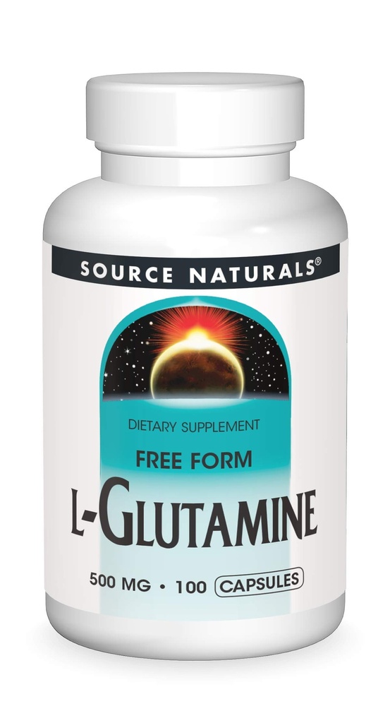 Zdroj Naturals L-Glutamine - voľná forma aminokyseliny, ktorá podporuje metabolickú energiu - 100 Kapsule