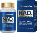 NAD+ Supplement 1000 mg Pure Organic, Highest NAD+ Resveratrol Supplement Max Absorbtion for Energy and DNA Repair, Aging Defense, Brain Function Support, 120 Kapsule