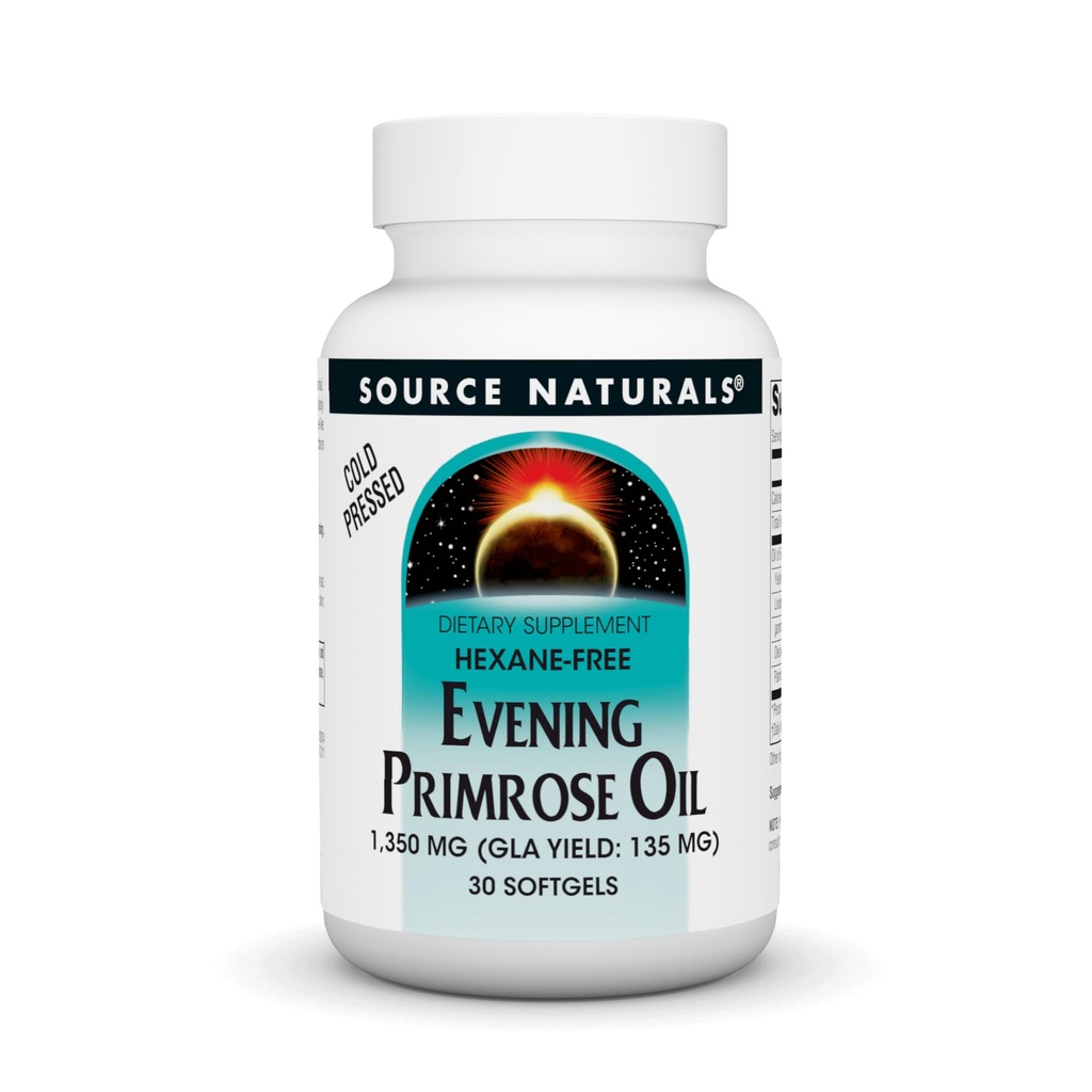 Zdroj Naturals Evening Primrose Oil - Hexane-Free - 1350mg - GLA Výnos: 135 mg - Cold-Pressed - 30 Softgels
