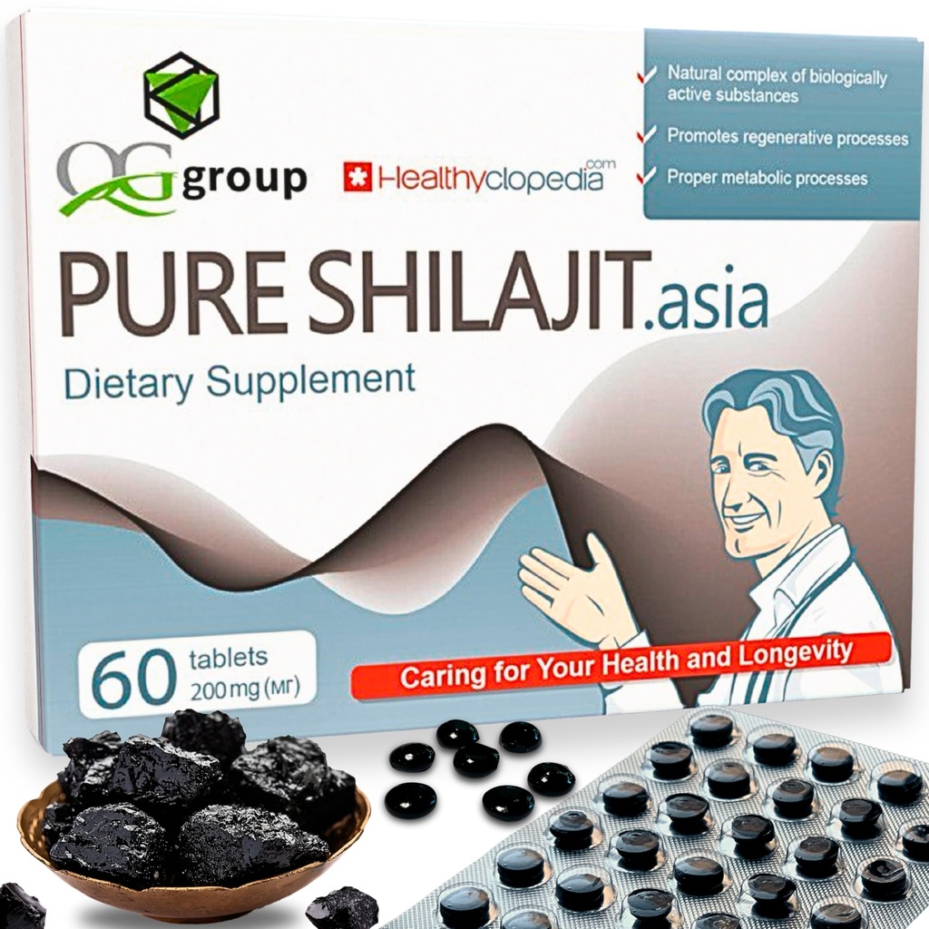 Natural Pure Shilajit Tablety Analógové Raw Resin Mumiyo Dry Drops 60 tabliet - 200 mg 100% Himalájsky doplnok s 85+ Stopové minerály pre energiu a metabolizmus, Immune Support - Ideálne pre mužov a ženy