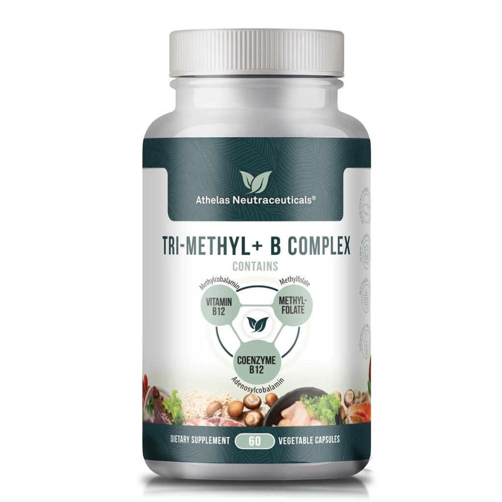 Tri-metyl+ B komplex metylované B vitamíny - plnospektrálne metyl B komplex vitamínové doplnky pre MTHFR Podpora s aktívnymi formami B12 metylkobalamínu, adenozylkobalamínu a metylfolátu