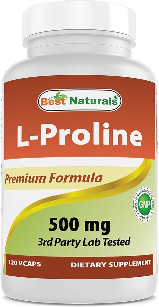 Najlepšie prírodné L-prolín Aminokyseliny Dietary Supplement 500 Mg, 120 Počet (817716014456)
