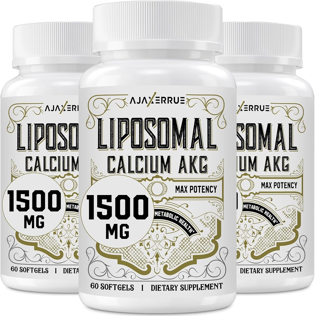 Lipozomálne kalcium AKG doplnok 1500 MG (kyselina Alpha-Ketoglutarová), vysoká absorpcia, účinnejšia ako AAKG, Ca AKG pre dlhovekosť, Veková obranyschopnosť, Bunkulárna energia, Metabolická funkcia, 180 Softgels