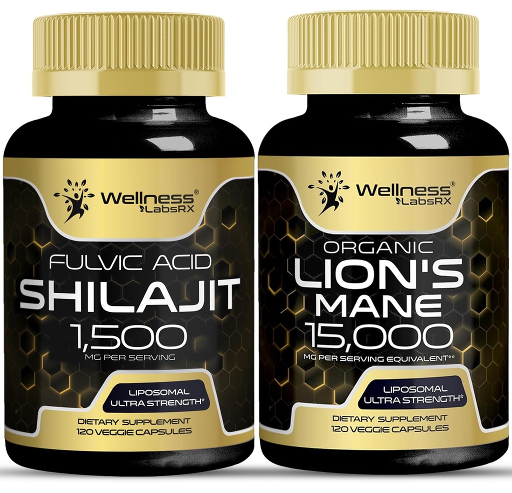 WELLNESS LABSRX Lions Mane Supplement Capsules with Shilajit Himalayan Kapsule