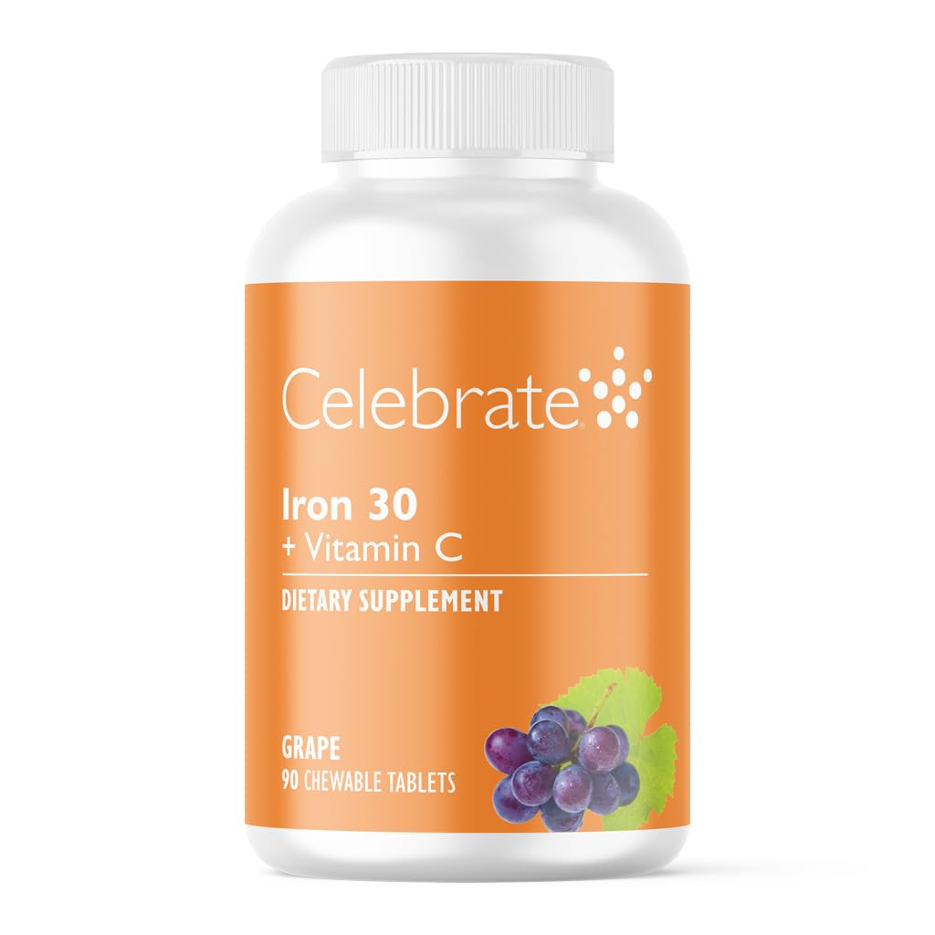 Oslavujte vitamíny Železo doplnok s vitamínom C - 30 mg Železo, 60 mg Vitamín C, Bariatrické vitamíny pre pacientov s WLS, Vertikálny rukáv a žalúdočný bypass Chirurgia 
