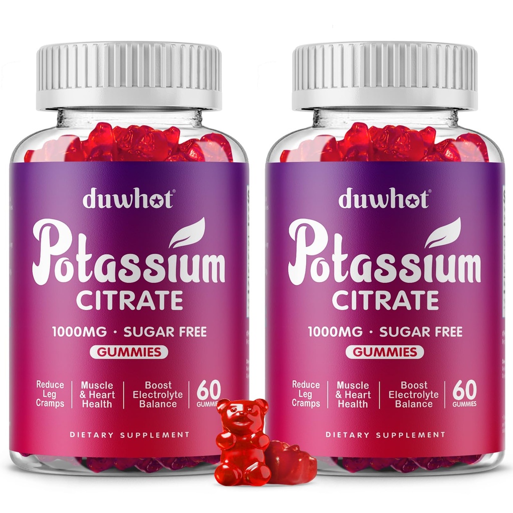 Dusičnan draselný 1000mg Gummies, Draslík Supplement for Adults Women & Men, Support Leg Cramps & Muscle Health, 120 Žuvačky