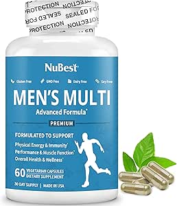 Multivitamín pre mužov s 38 Key Nutrients, B Complex, D3, A, C, Zinok, Horčík, Vápnik, Ázijský ženšen, Ashwagandha, Turmerica pre kosti, svaloviny, Immuntion 60 Vegan Kapsule 