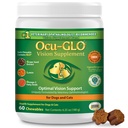 Ocu-GLO Cat & Pes Senior Supplement for Eye Suplements for Chewable Vision Vitamíny Doplnky pre veľké a malé domáce zvieratá starostlivosť o lutein, Omega-3 mastné kyseliny, extrakt z hroznových semien a antioxidanty