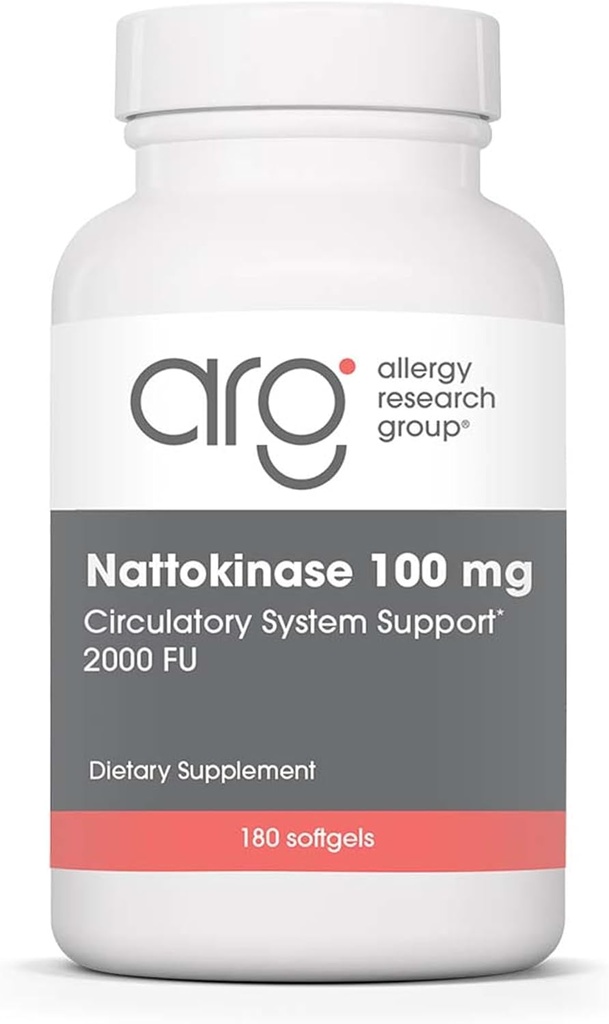 Alergická výskumná skupina Nattokináza 2000 FU / 100 mg - Nattokináza Supplement for Women and Men, Natural Enzyme Support for Heart and Blood Health - 180 Softgels