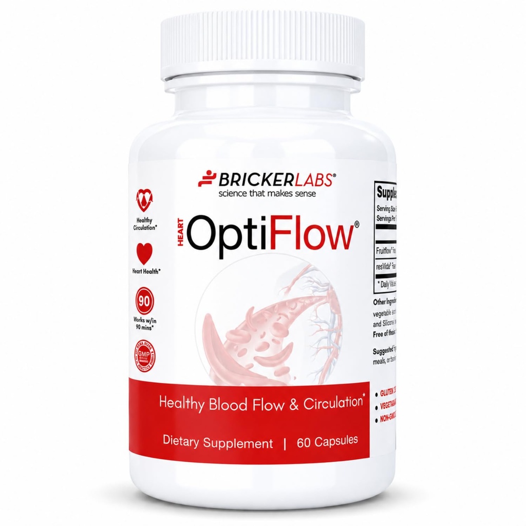 Bricker Labs OptiFlow krvný obeh Vitamíny, prirodzene podporuje zdravý prietok krvi, obsahuje ovocieFlow a resVida Trans resveratrol. Krv Optimizer Supplement 60 Kapsule