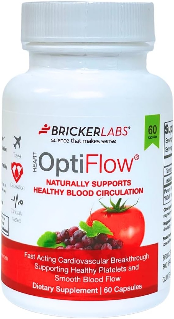 Bricker Labs OptiFlow krvný obeh Vitamíny, prirodzene podporuje zdravý prietok krvi, obsahuje ovocieFlow a resVida Trans resveratrol. Krv Optimizer Supplement 60 Kapsule