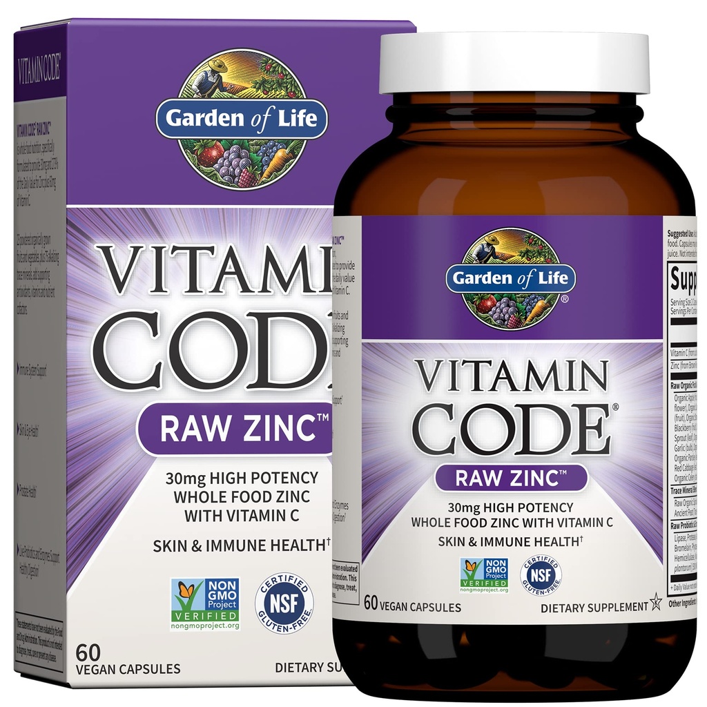 Záhrada života Vitamínový kód Raw One Mužský multivitamín s zinkom doplnky pre Immune a zdravie kože, 30 Kapsule