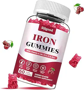 Vegánsky doplnok železa pre ženy, s vitamínom A, C, B6, B12, folát a zinok, energetickej boost, bez cukru, nie po chuti - lahodná Cherry chuť, 60 gróf
