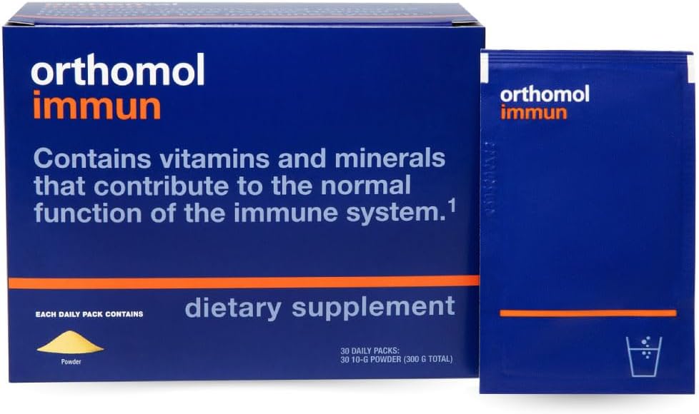 Ortomol Immun prášok, Imunitná podpora doplnok, 30-dňová zásoba, vitamíny A, B, C, D, E, Zinok, jód