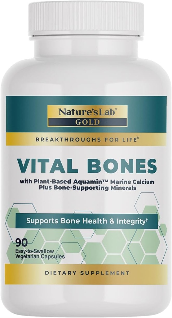 Nature's Lab Gold Vital Bones with AquaminTM Plant-Based Calcium - 90 Vegetariánske kapsule