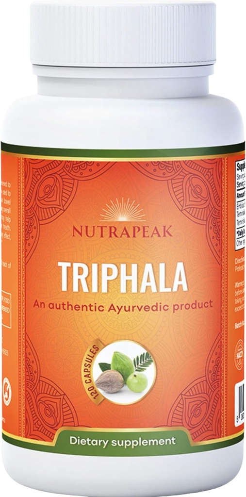 Triphala Kapsule - 2000mg - Ayurvedic Triphala Guggulu Blend Vyrobené s Amla Haritaki Bibhitaki prášok - 120 Kapsule - Vegan Non-GMO Soy Free Gluten Free