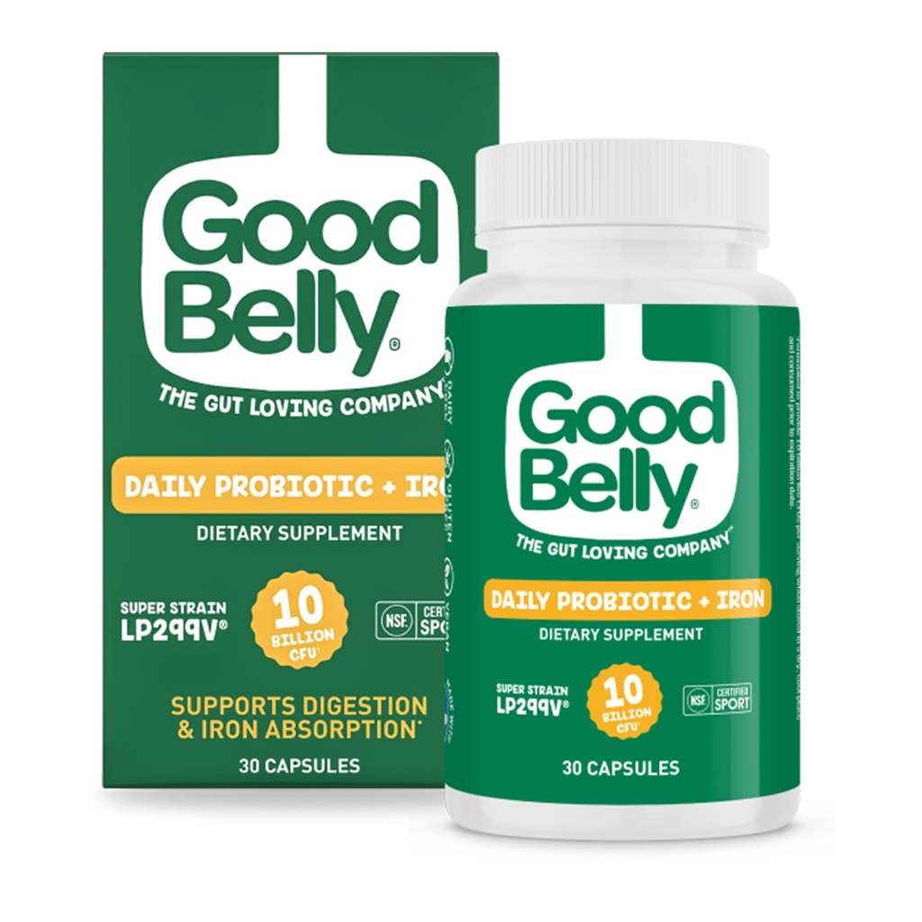 GoodBelly Probiotické Kapsule pre Tráviace zdravie a železo Absorpcia 