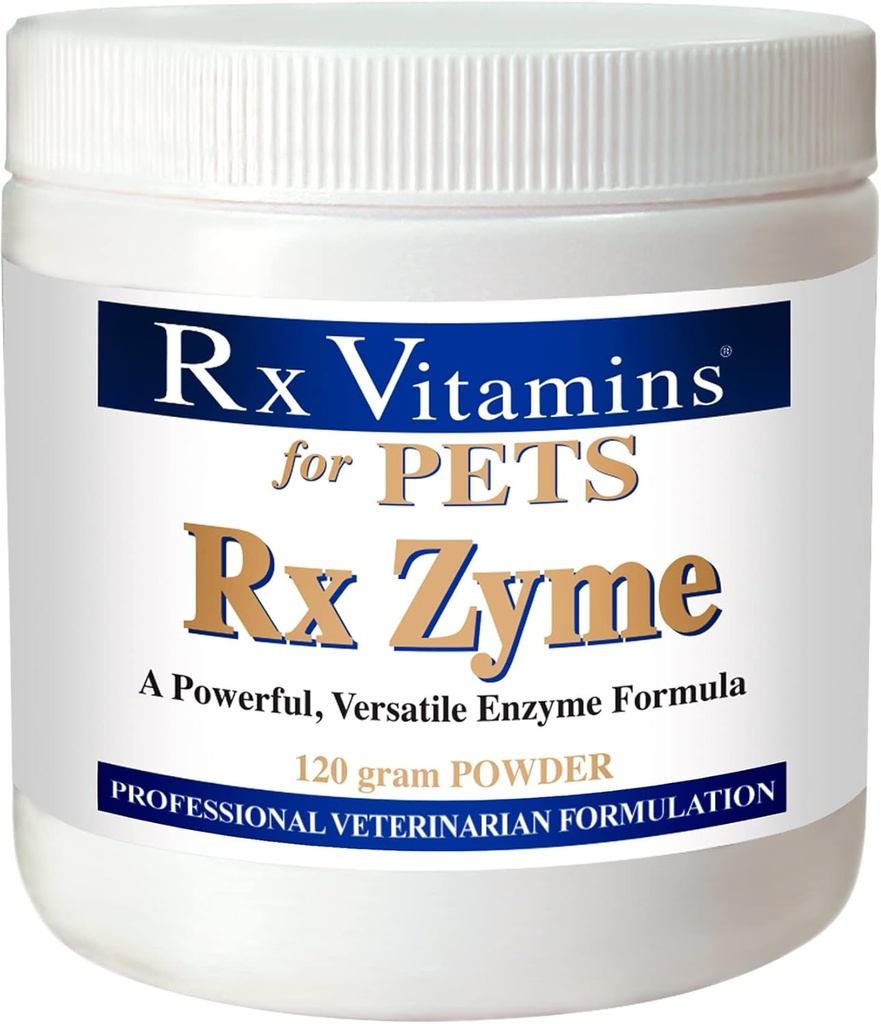 Rx Vitamíny pre domáce zvieratá Rx Zyme pre psy a mačky - Pomoc Gastrointestinal Discomfort - Pridať do jedla - 120g prášok