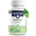 Freedavite Tiny Tableta - Stredne silný multivitamín pre mužov a ženy - čistý vitamín A, C, D, E, B1, B2, B6, B12, biotín, vápnik, zinok, železo, horčík, mangán, meď, selén, jód - 250 g