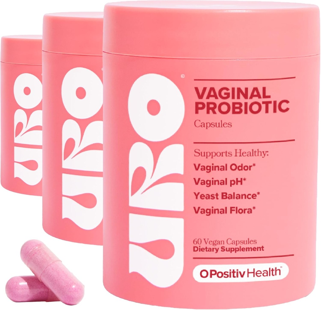 O Positiv URO Vaginálne probiotiká pre ženy pH Balance with Prebiotics & Lactobacillus Probiotic Blend - Vaginal Health Supplement - Promotion Health Vaginal Por & Vaginal Flora, 60 Count (Pack of 3)