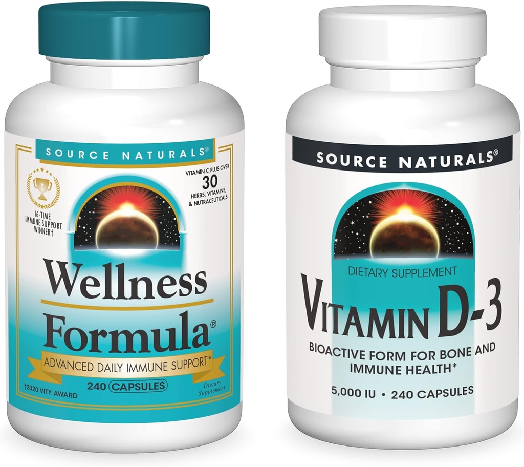 Zdroj Naturals Wellness Formula a 5000 iu Vitamín D-3, 240 Kapsule v každej fľaši