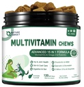 NATURE TARGET Multivitamín pre psy - s MSM & Glukozamín, Omegas 3 & 6, Probiotiká pre trávne zdravie, Spoločná podpora, koža & Coat, Imunitný systém & Celkové zdravie 120 mäkké žuvačky